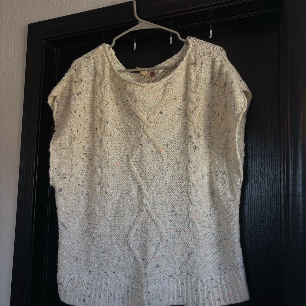 Pilcro Speckled Cream Cable Knit Sweater Vest